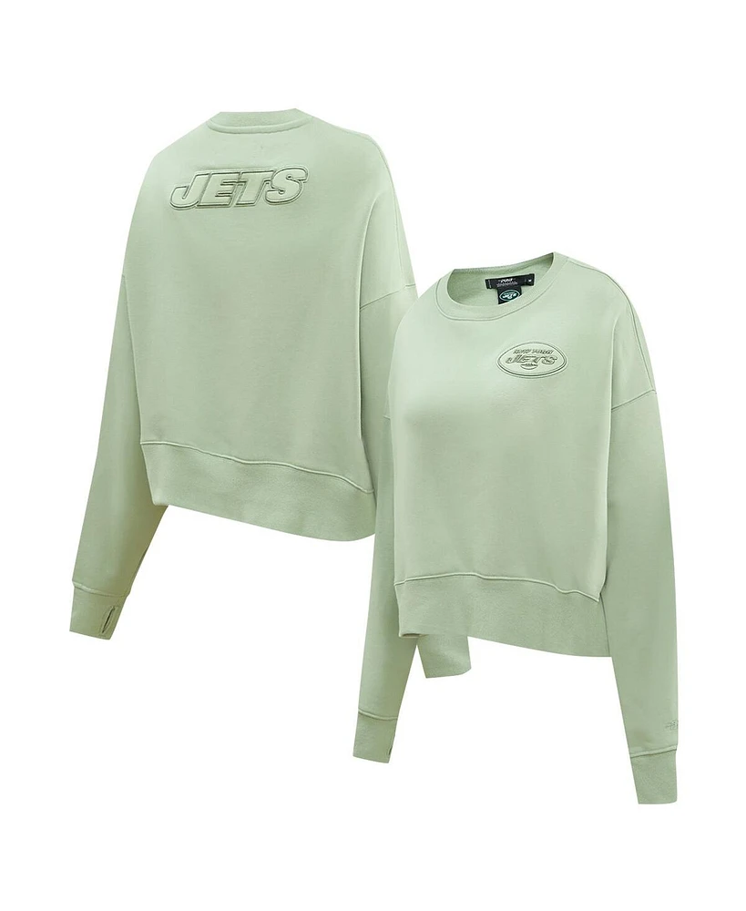 Pro Standard Women's Light Green New York Jets Neutral Pullover Sweatshirt