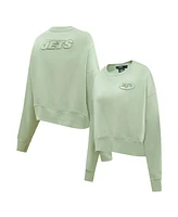 Pro Standard Women's Light Green New York Jets Neutral Pullover Sweatshirt