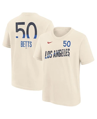 Nike Big Boys and Girls Mookie Betts Cream Los Angeles Dodgers 2024 City Connect Name Number T-Shirt