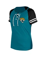 New Era Women's Teal Jacksonville Jaguars Lace-Up Raglan T-Shirt