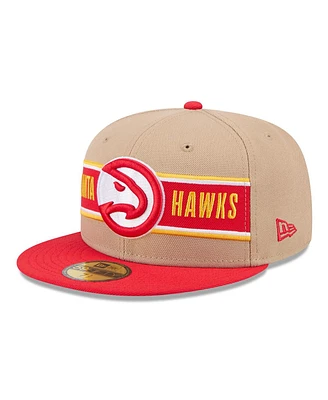 New Era Men's Tan/Red Atlanta Hawks 2024 Nba Draft 59FIFTY Hat