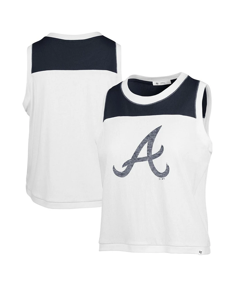 '47 Brand Women's White/Navy Atlanta Braves Plus Waist Length Muscle Tank Top