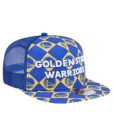 New Era Men's Royal Golden State Warriors Seeing Diamonds A-Frame Trucker 9FIFTY Snapback Hat