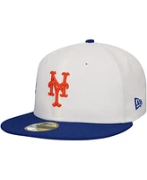 New Era Men's White/Royal York Mets Major Sidepatch 59FIFTY Fitted Hat