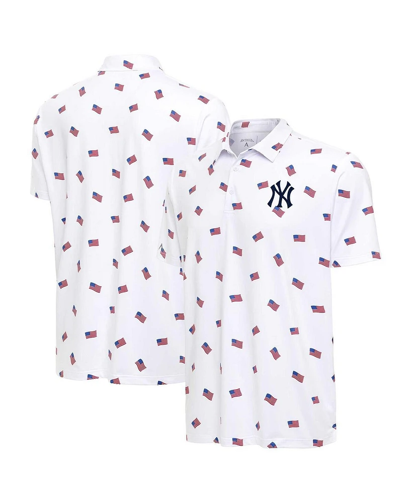 Antigua Men's White New York Yankees Americana Polo