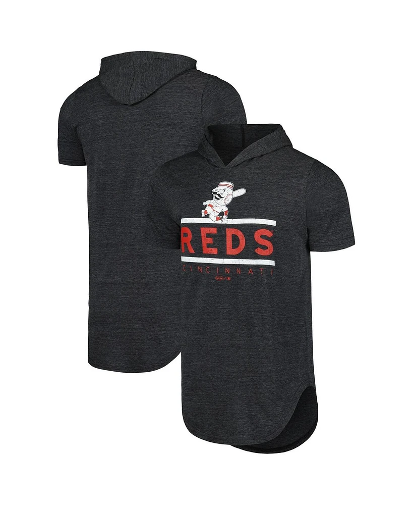 Majestic Men's Black Cincinnati Reds Tri-Blend Hoodie T-Shirt