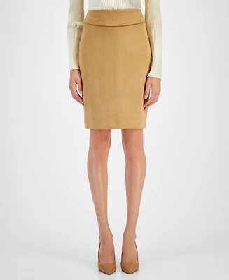 Tahari Asl Women's Faux Suede Pencil Skirt