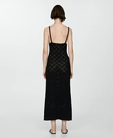 Mango Women's Crochet Long Dress