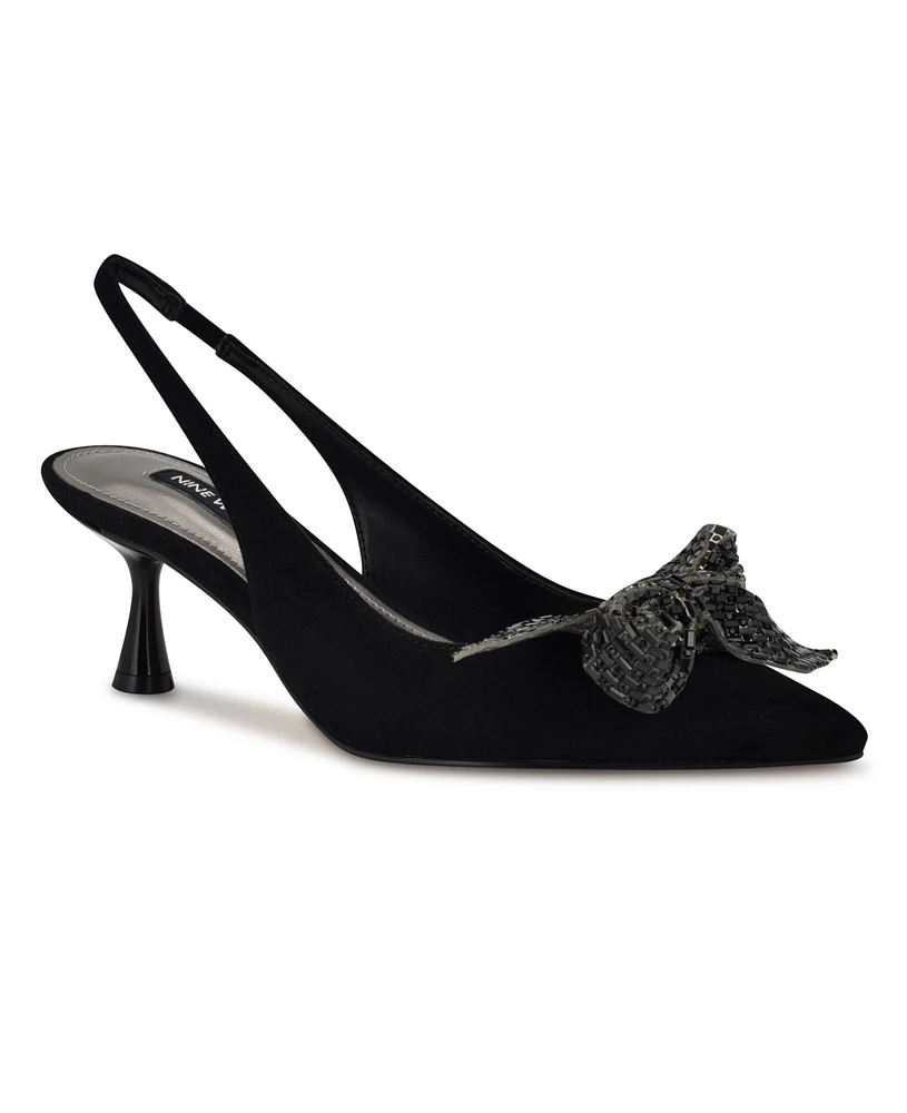 Nine West Women's Rills Embellished Bow Slingback Pumps