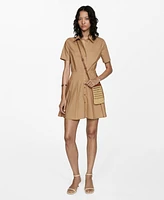 Mango Women's Pleated Shirt Dress