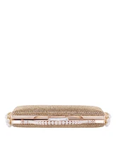 Nina Cultivated Pearl Dangle Crystal Embellished Minaudiere Clutch