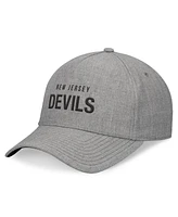 Fanatics Men's Heather Gray New Jersey Devils Elements A-Frame Leather Strapback Hat