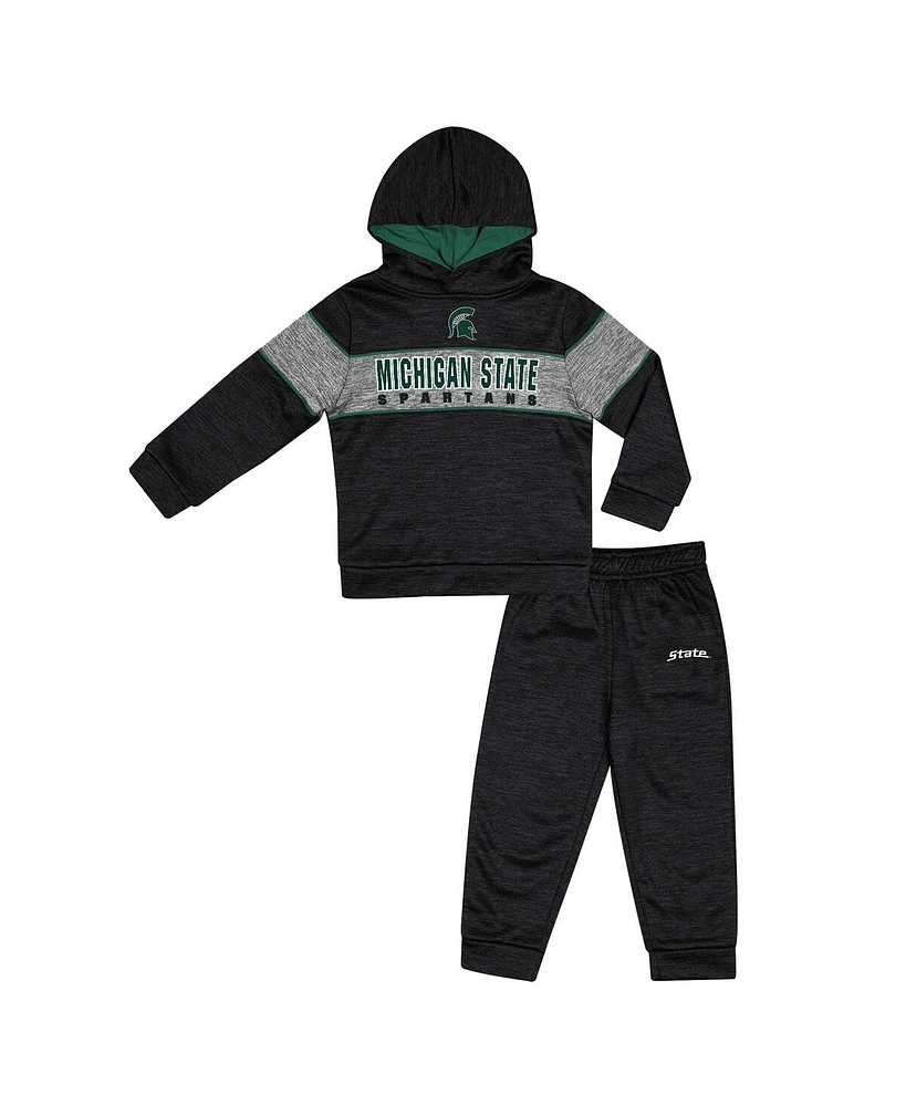 Colosseum Toddler Black Michigan State Spartans Grizworld Fleece Pullover Hoodie and Sweatpants Set