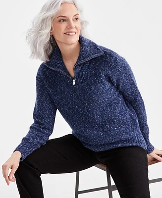 Style & Co Petite Funnel-Neck Zip-Up Sweater, Created for Macy's