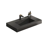 Streamdale Furniture Matte Black Integrated Quartz Basin: Modern Elegance for Your Bathroom