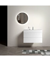 Simplie Fun 36" White Bathroom Vanity: Timeless Elegance, Ample Storage, Silent Drawers