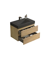 30" Natural Oak Vanity w/ Sink & Storage