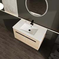 36" Oak Bathroom Vanity with Resin Countertop