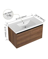 Streamdale Furniture 36" Brown Bathroom Vanity with Resin Sink and Cabinet