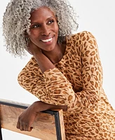 Style & Co Petite Animal-Print Sweater, Created for Macy's
