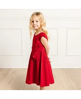 Hope & Henry Little Girls Cap Sleeve Party Dress with Bow Sash, Toddler|Child