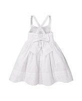 Hope & Henry Girls' Sleeveless Special Occasion Sun Dress with Bow Back Detail and Embroidery