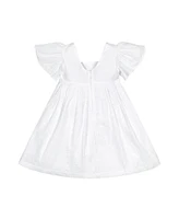 Hope & Henry Girls' Flutter Sleeve Eyelet Empire Dress, Toddler