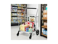 Sugift Heavy Duty Folding Utility Shopping Double Cart
