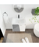 24" Wall-Mounted Vanity with Ceramic Basin