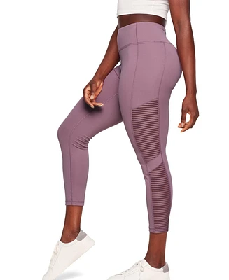 Adore Me Cali Women's Active 7/8 Legging With Striped Mesh