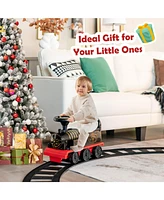 Slickblue 6V Electric Kids Ride On Car Toy Train with 16 Pieces Tracks
