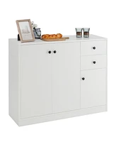 Slickblue Modern Buffet Sideboard with 2 Pull-out Drawers and Adjustable Shelf for Kitchen-White