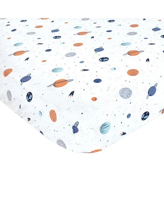 Hudson Baby Infant Boy Cotton Fitted Crib Sheet, Space, One Size