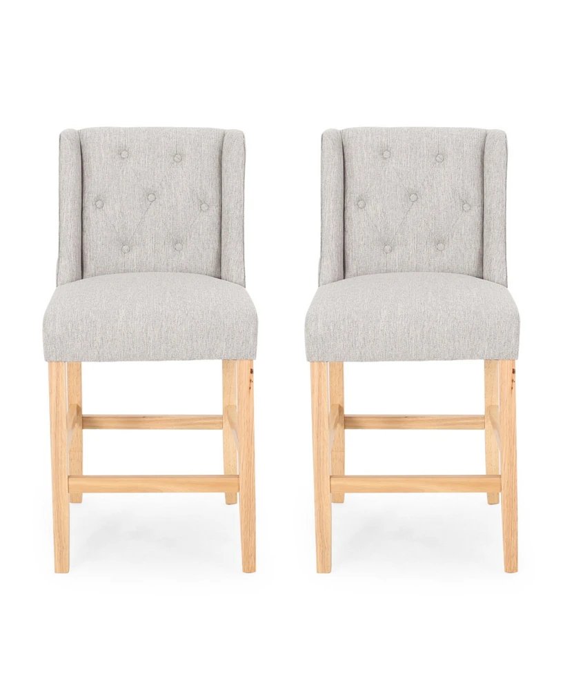 Simplie Fun Vienna Tufted Wingback Counter Stools, Set Of 2, Light Gray