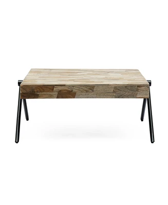 Simplie Fun Industrial Mango Wood Coffee Table With V-Shaped Legs