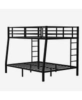 Streamdale Furniture Full Xl over Queen Bunk Bed, Sturdy Metal Frame, Noise Reduced, No Box Spring