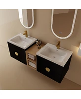 Streamdale Furniture 60" Wall-Mounted Vanity with Soft-Close Drawers and Ceramic Basin