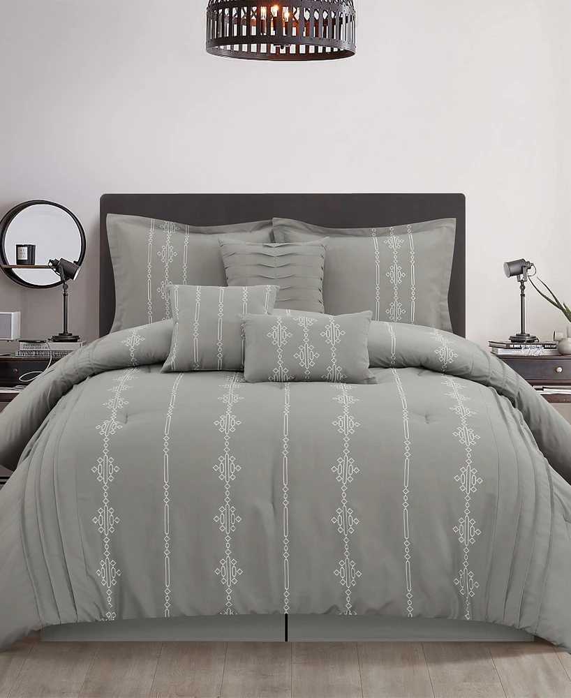 Closeout! Stratford Park Crocusveta Satin Embroidery 7-Pc. Comforter Set