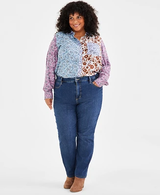 Style & Co Plus High-Rise Straight-Leg Jeans, Created for Macy's