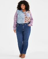 Style & Co Plus High-Rise Straight-Leg Jeans, Created for Macy's