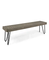 Jane Industrial Wood & Metal Bench (Modern, Weather-Resistant, Acacia Wood)