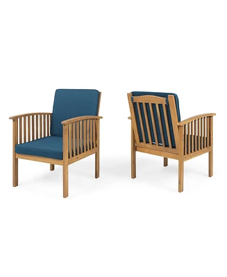 Simplie Fun Acacia Wood Club Chairs With Teal Cushions (Set Of 2)