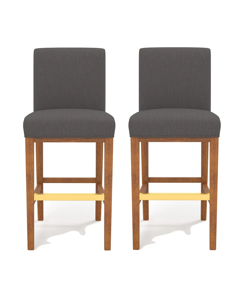 Simplie Fun Contemporary Fabric Bar Stool Set of 2, 30.25" Seat Height, Dark Grey