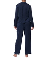 Tommy Hilfiger Women's 2-Pc. Satin Logo Notch Collar Pajamas Set