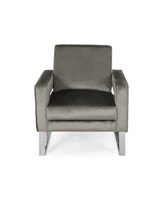 Simplie Fun Modern Glam Velvet Club Chair With Geometric Arms And Silver Accents