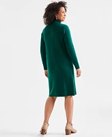 Style & Co Petite Mock Neck Side-Ribbed Sweater Dress, Created for Macy's