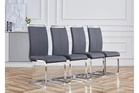 Modern Pu Leather Dining Chairs with Chrome Metal Legs (Set of 4)