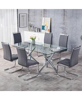 Streamdale Furniture Modern Pu Leather Dining Chairs with Chrome Metal Legs (Set of 4)