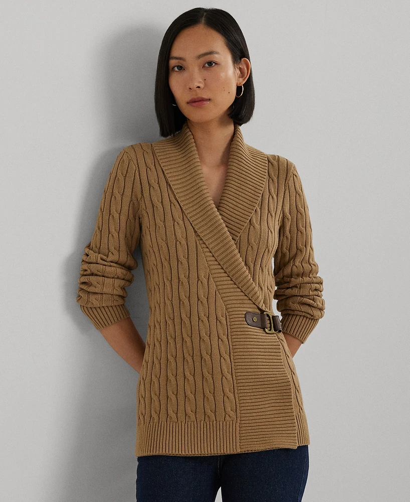 Lauren Ralph Petite Buckled Cotton Sweater