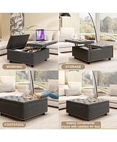 Streamdale Furniture Oversized Storage Square Ottoman with Double Door Storage